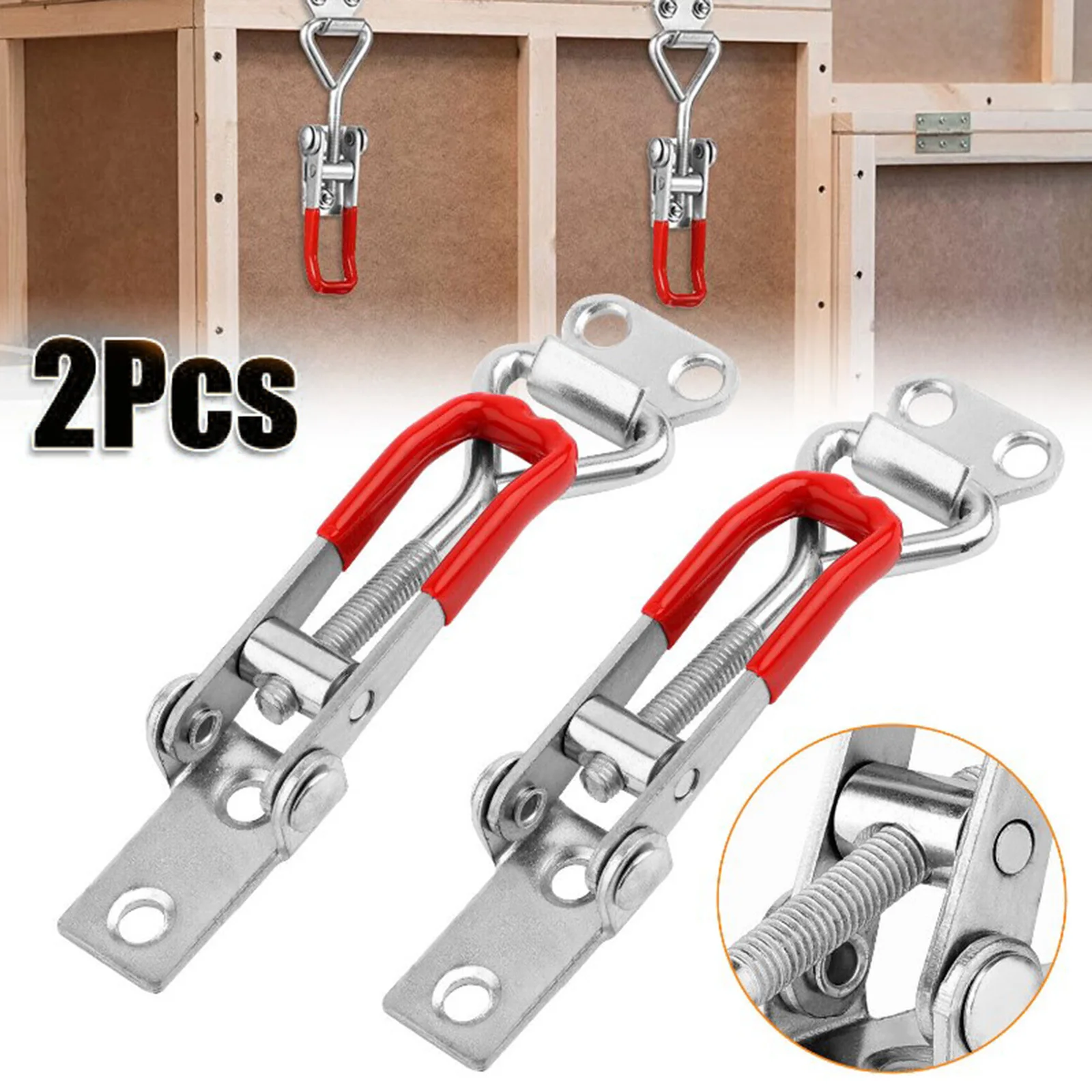

2pcs Adjustable Toggle Clamp Iron Galvanized Door Bolt Type Fixture Quick Release Draw Latch For Doors Push Pull Toggle Clamp