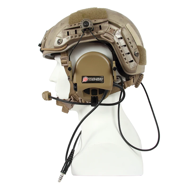 TS TAC-SKY TEA Hi-Threat Tier 1 Noise Cancelling Pickup Shooting Headphones-DE Silicone Earmuffs