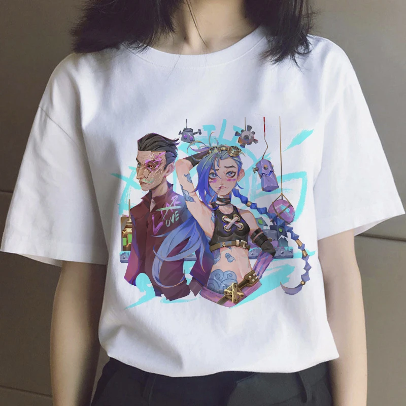 2022 Jinx Arcane Мужская футболка одежда для женщин Аниме Манга игра кавайная печать