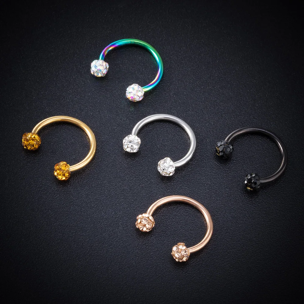 

1PC Bling Ferido Nose Septum Rings Horseshoe Piercing Jewelry 16G Cartilage Helix Tragus Earrings Hoop Lip Piercing Retainer 8mm