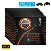 10pcs instant hair dye black beard shampoo for men natural beard coloring temporary blackening moustache shampoo wash convenient