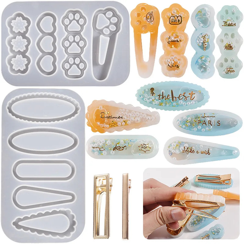 

Multiple Styles Of Irregularly Shaped Hair Clips Crystal Epoxy Resin Silicone Mold DIY Hairpin Jewelry Hand Making Accessories