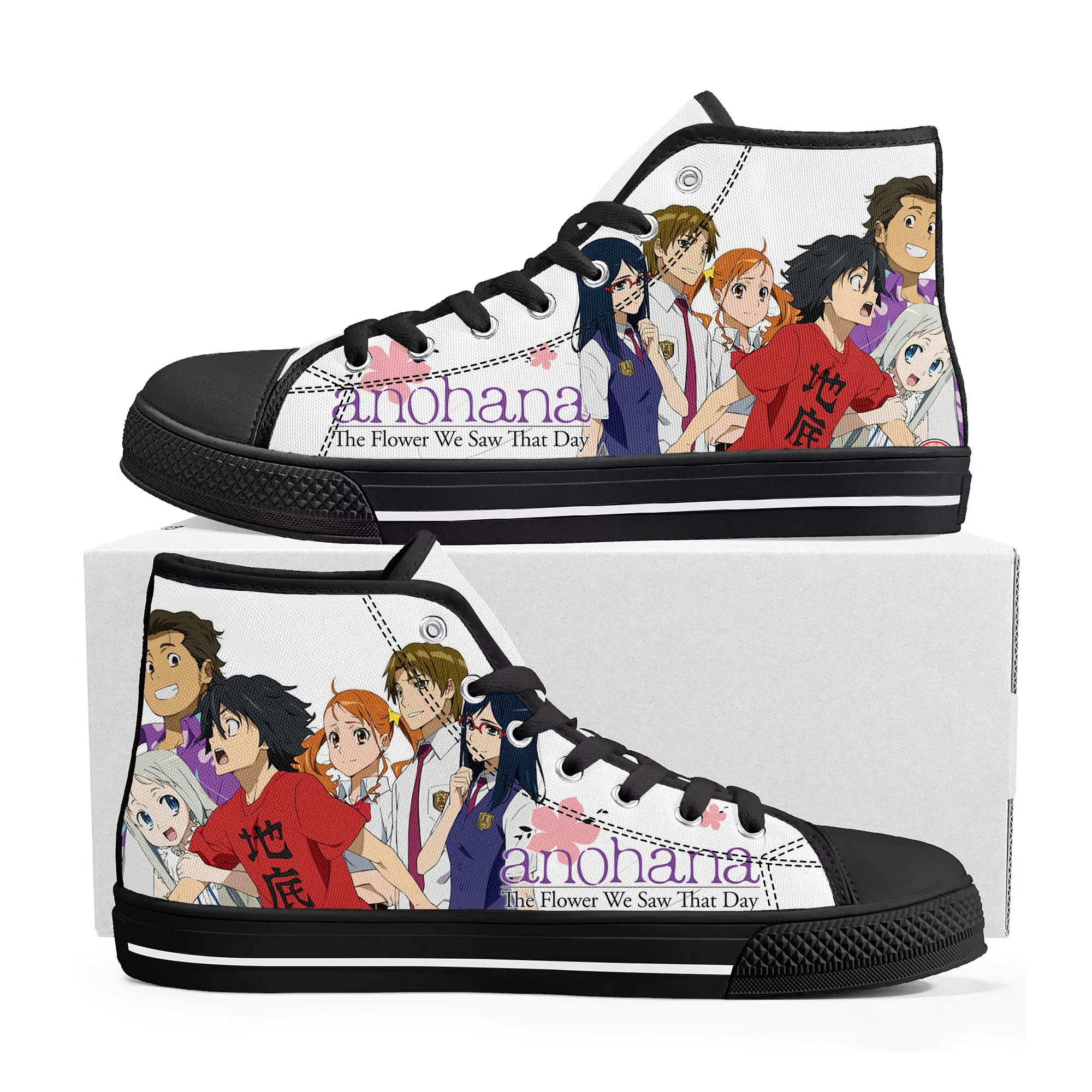 

AnoHana The Flower We Seen That Day высокие кроссовки Мужские Женские подростковые холщовые кроссовки повседневная обувь для пары