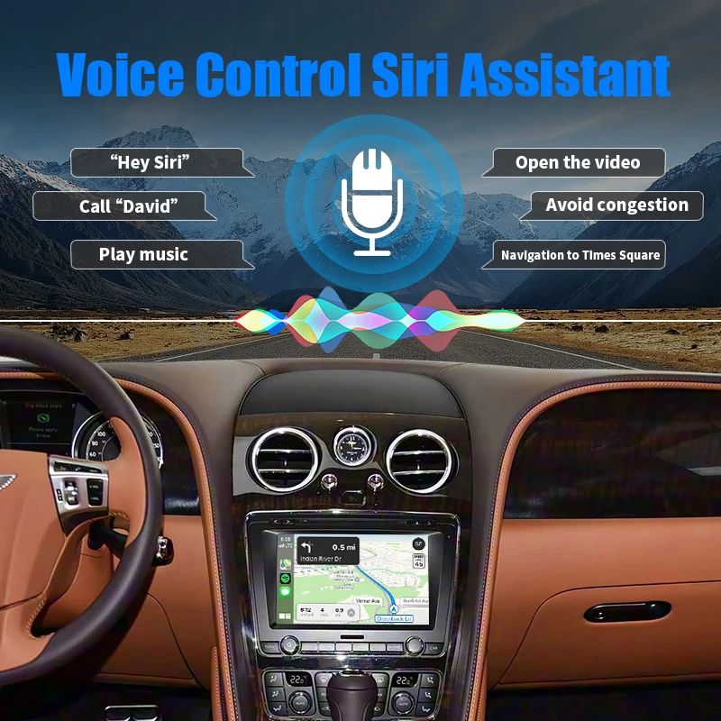 Фото Беспроводной CarPlay для Bentley Flying Spur 2014-2017, Android Auto Airplay, зеркальная связь, модернизированная мультимедийная навигация, обратный ход №3