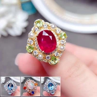 meibapj natural rubyopaltopaz gemstone fashion ring for women real 925 sterling silver fine wedding jewelry