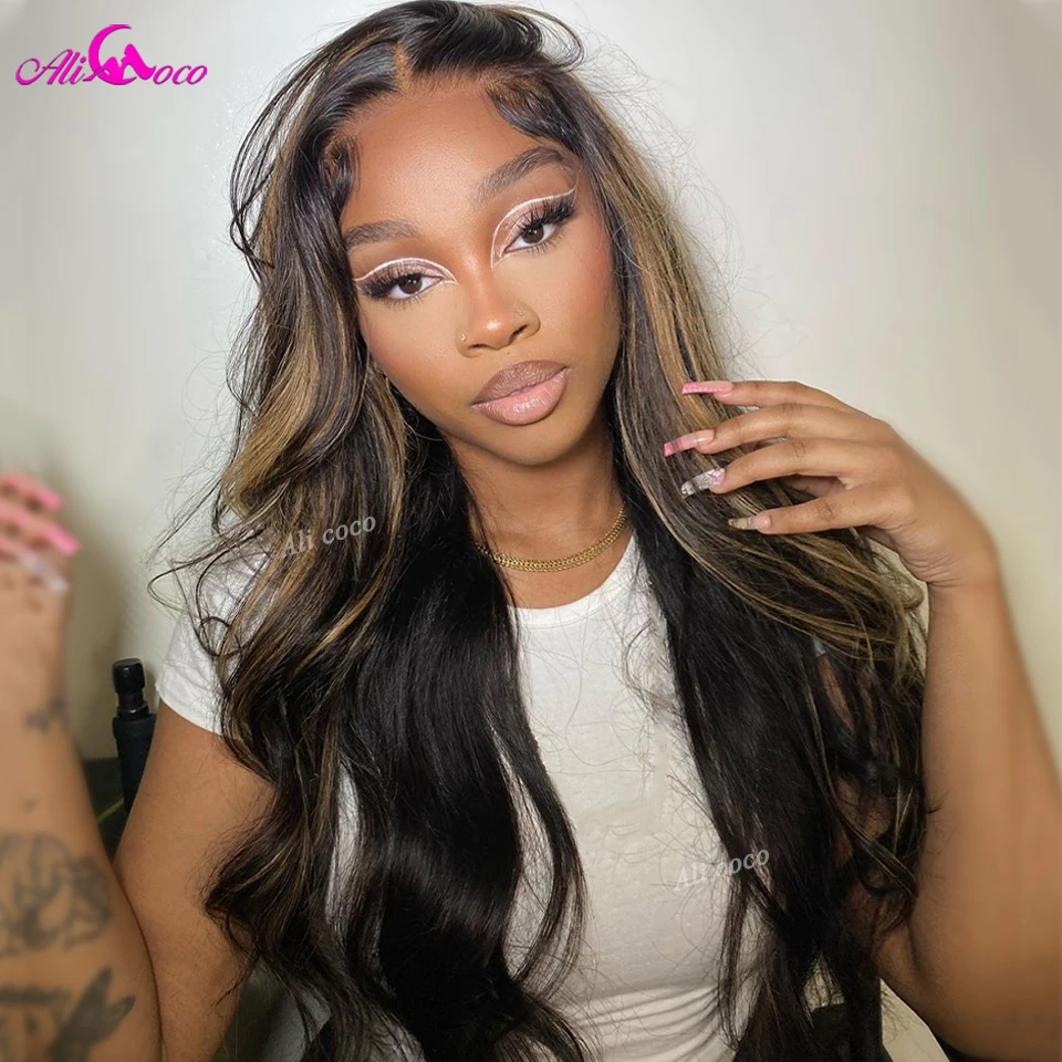 Wear Go Glueless Wig Hanging Ear Hair Blonde Body Wave Lace Front Wigs Blonde Highlight 13x4 13X6 Human Hair Wigs For Women