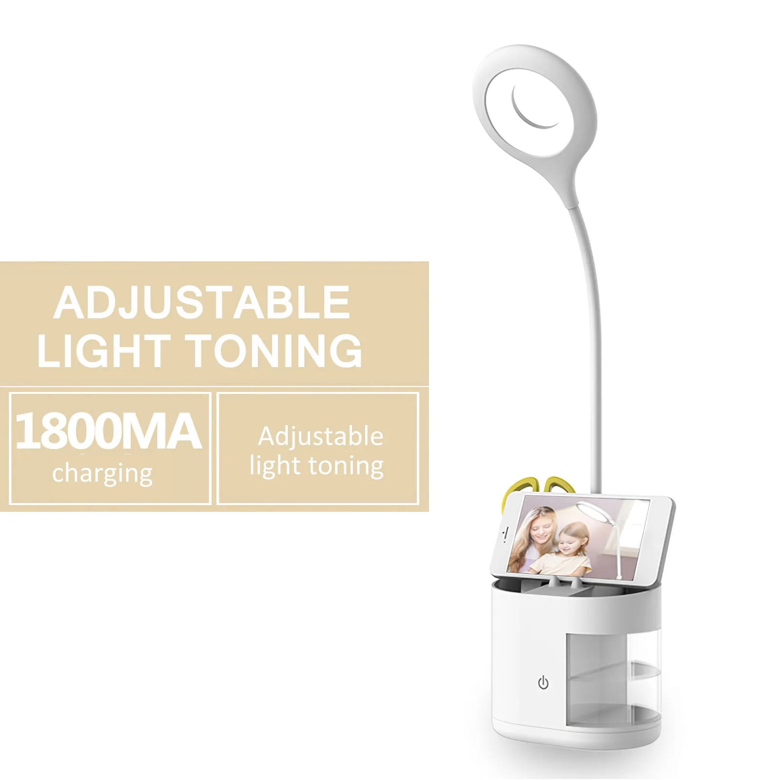 

Eye Protection Reading Desk Light Energy Saving LED Table Light 3W Touching Reading Lamp Read Study Lamp Rotating Phone Holder