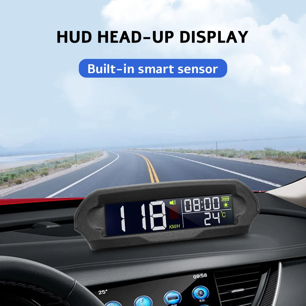 

Солнечный цифровой автомобильный HUD спидометр с GPS-дисплеем температуры/высоты, напоминанием о превышении скорости, мониторингом вождения