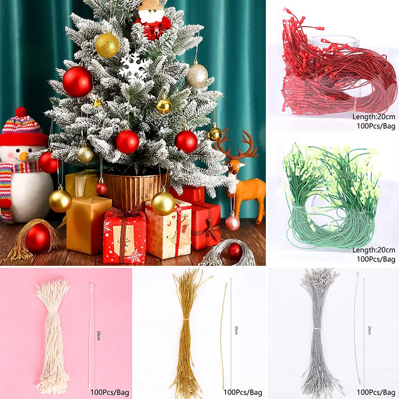 

100pcs Christmas Ropes Gold Silver Tag Rope Christmas Ornaments Gift Packaging Hanging Ropes For Christmas Ball Label Lanyard