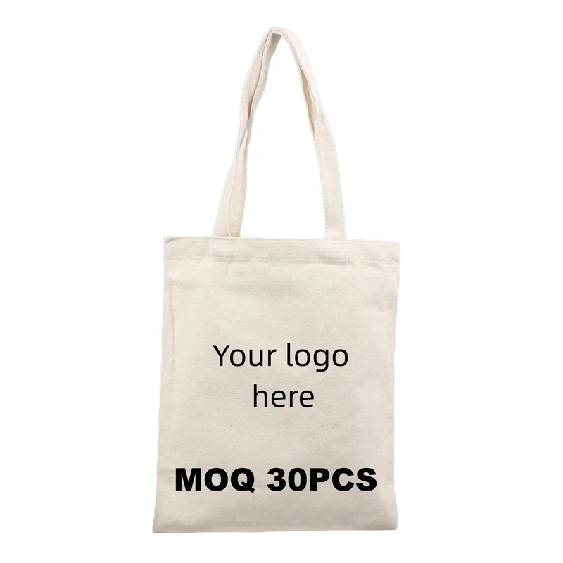 

MOQ 30 Custom 8oz Cotton Tote Shopping Bag Handled Casual Your Logo Design Calico Printed Cretonne Eco Friendly Chintz Genuine
