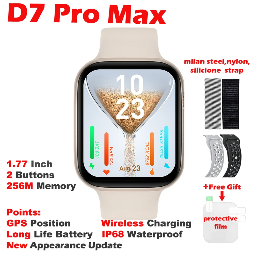 

2022 Смарт-часы D7 Pro Max для мужчин и женщин, GPS позиция, водостойкость IP68, длительный срок службы батареи, фитнес-трекер, женские Смарт-часы