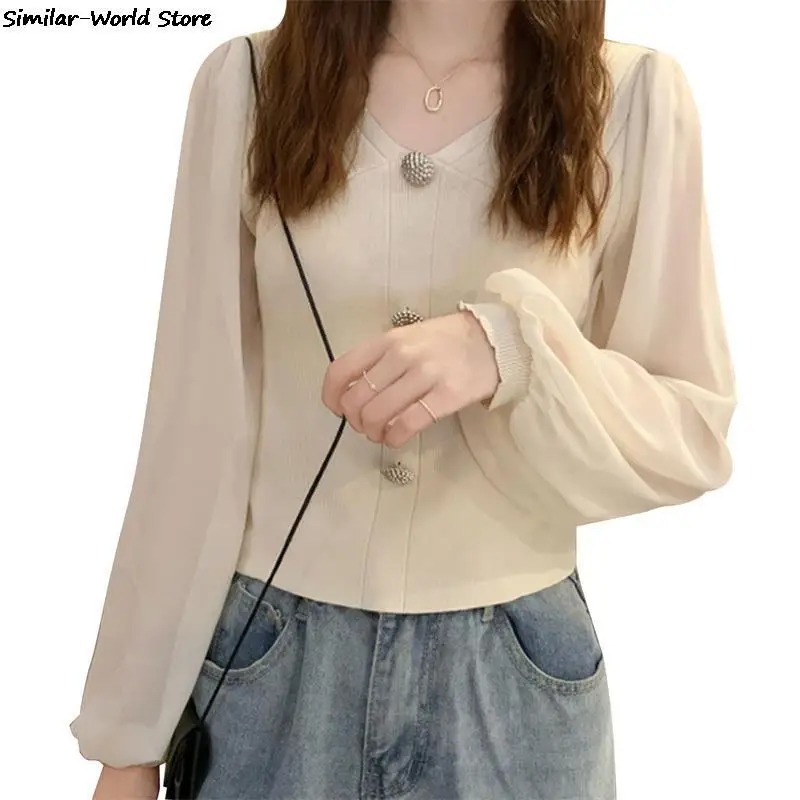 

Свитер женский из вискозы, тонкий дизайнерский короткий топ с длинным рукавом, в французском стиле, весна-лето