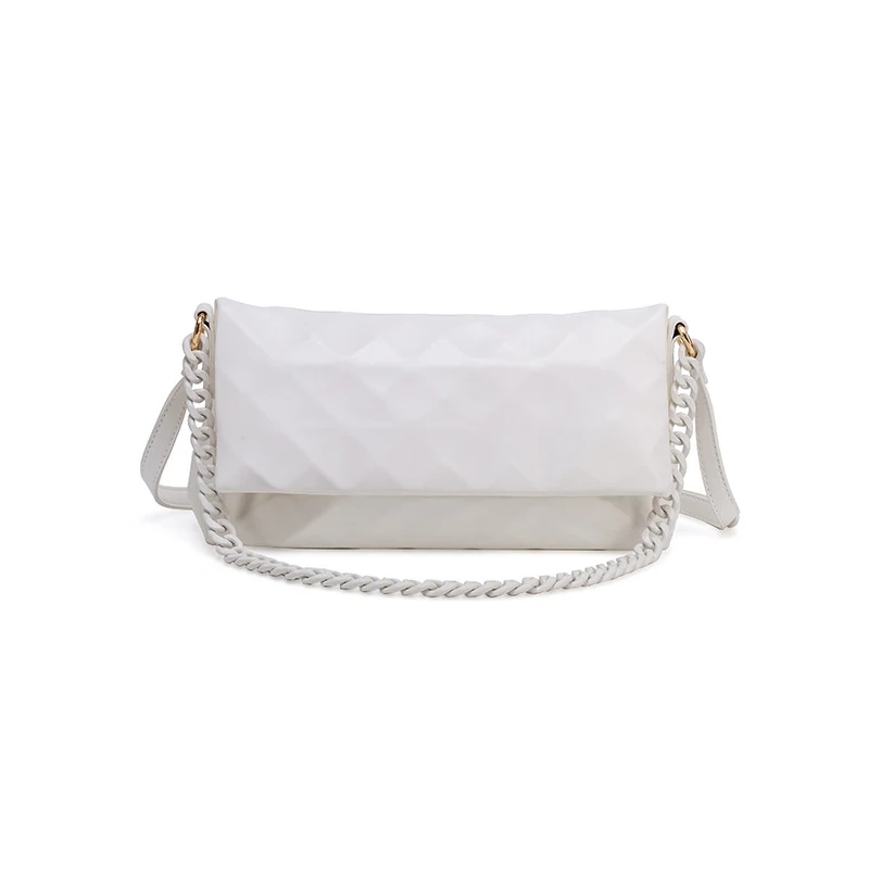 Bag Women's 2022 New Pleated Plaid Folding Clutch Small High-end Sense All-match Rhombus Chain Messenger Bag