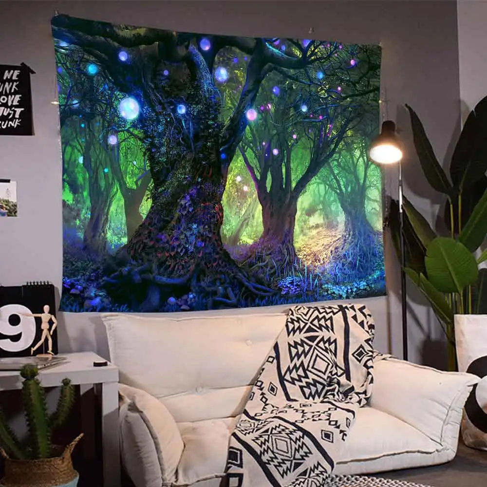 

Fairy Tale Fantasy Mushroom Tapestry Colorful Natural Forest Plant Art Wall Hanging Tapestry Living Room Bedroom Home Decoration