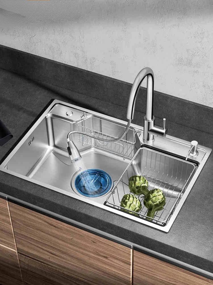 

Кухонные принадлежности из нержавеющей стали 304, большой набор для раковины, многофункциональный нижний счетчик 75x48 см