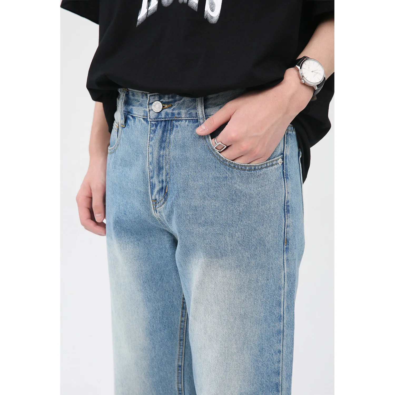 Four Seasons Men's Korean Version Personality Flanging Design Sense Mid-waist Men's Jeans Y2k Pants Men Designer Jeans for Men