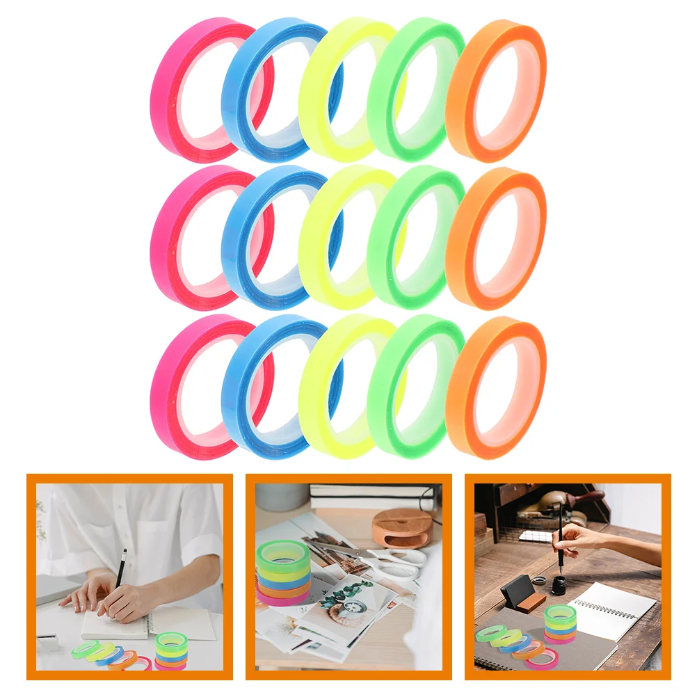 

15 Rolls Waterproof Index Sticker Book Tabs Annotating Books Labels Household The Pet Highlighters Strips Sticky neon