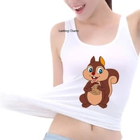 cute squirrel pattern tank top womens yoga sports workout sleeveless tops gym vest