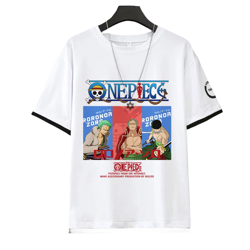 

Цельный аниме футболка с периферийным рисунком с коротким рукавом Летний тренд для мальчиков студенческий Луффи мультфильм аниме Свободный Повседневный Топ подарок на день рождения