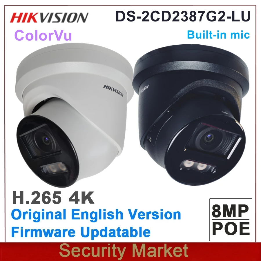 

Hikvision-DS-2CD2387G2-LU de 8MP, cámara de red de torreta fija, IP67, micrófono incorporado, ColorVu, Original