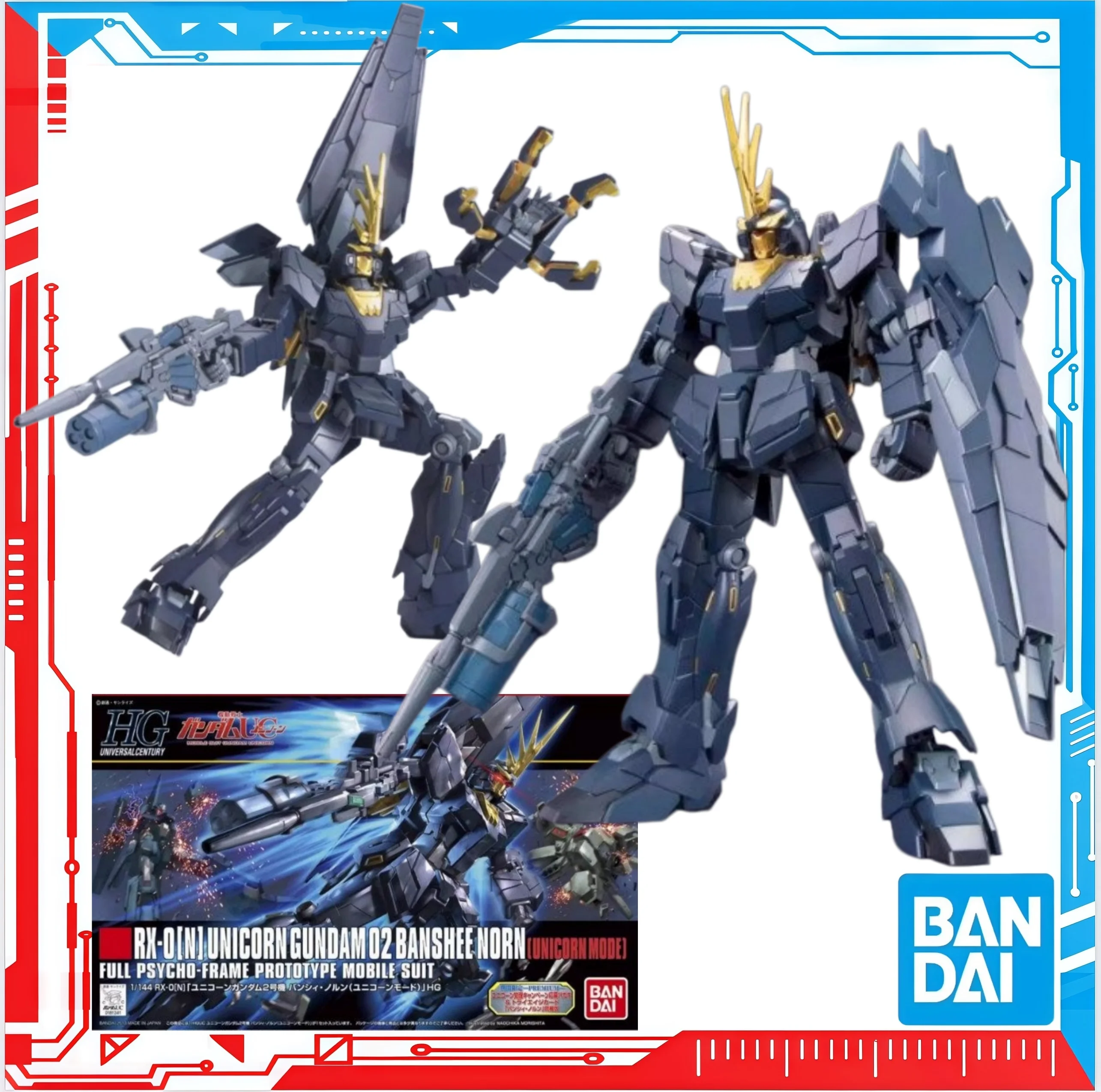 Фото Оригинальная фигурка Bandai, модель Gundam, набор для сборки HGUC RX-0[N]UNICORN GUNDAM 02 BANSHEE NORN, коллекционная фигурка, игрушки, подарки №1