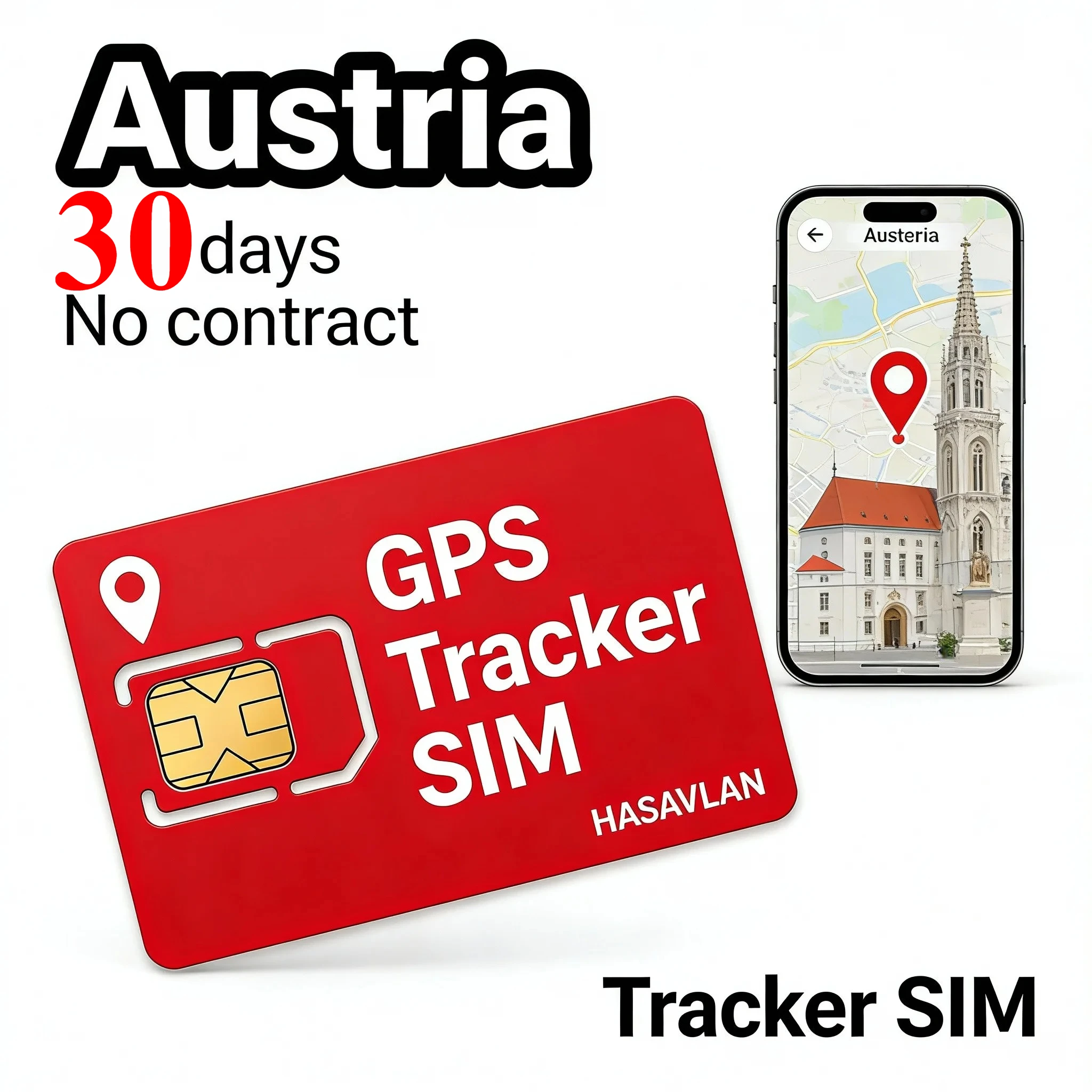 Фото 4G-трекер с SIM-картой, без контракта, 30 МБ/30 дней, LTE 2G 3G Cat1 M2M IoT Роуминг GPS 3-в-1 Tri-cut, ZOVAGOLO AUSTRIA №1