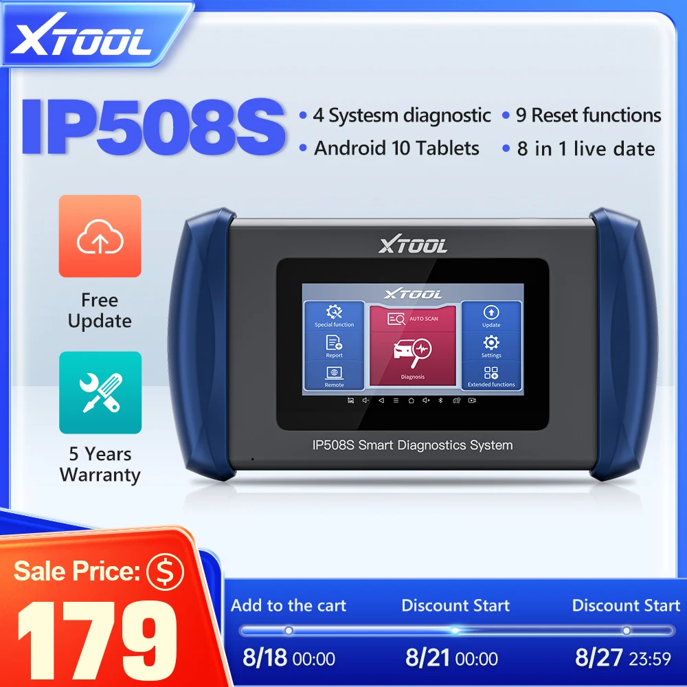 

XTOOL InPlus IP508S OBD2 Diagnostic Tools Automotive ABS SRS Airbag Engine AT Code Reader Scanner Better 129E Online Update