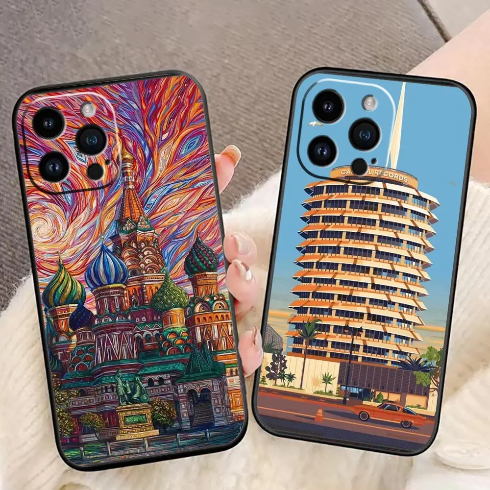 

iphone Funda Case For Apple 14 13 12 11 Pro XS Max Mini X XR SE 2020 2022 8 7 6S 6 Plus 5 5S Case Famous European Architecture