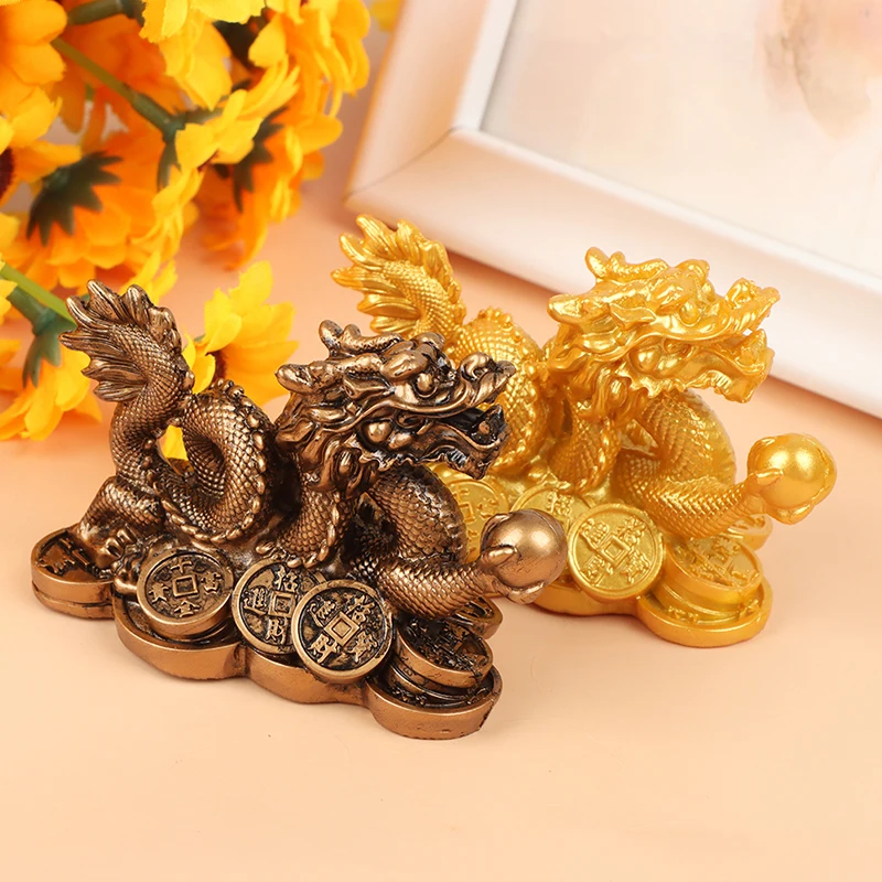 

Статуэтка китайского благоприятного дракона, Статуэтка из смолы, фэн-шуй, украшение для дома, гостиной, спальни, офиса, дракон