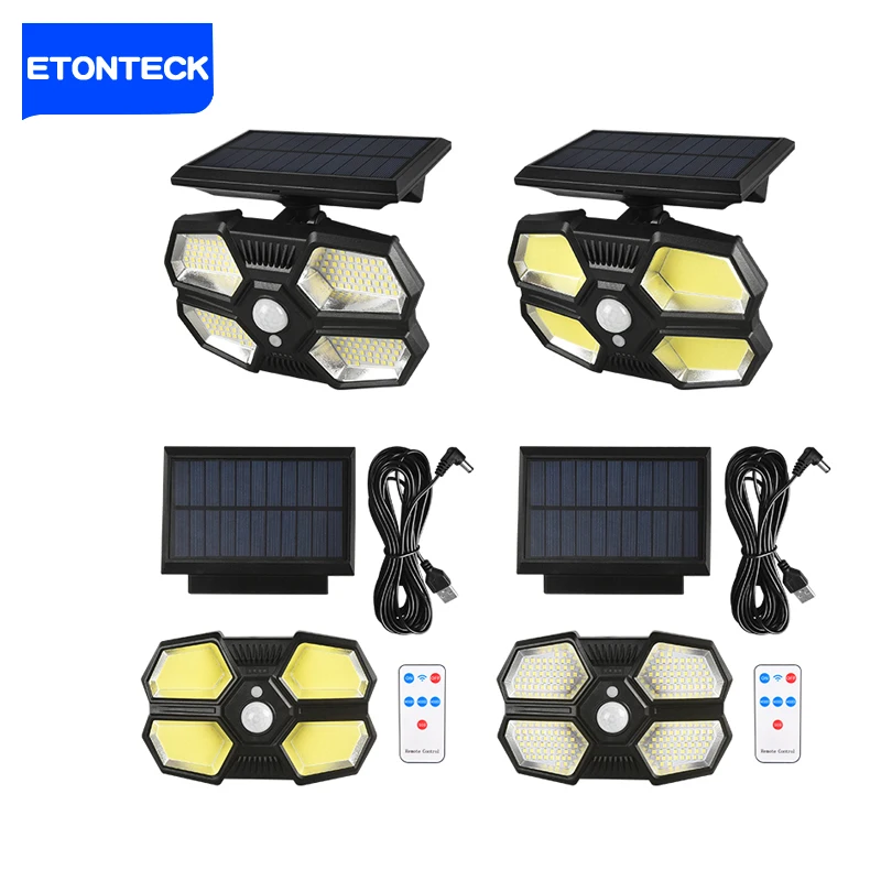 

Solar Wall Lamp Split Type Remote Control Human Body Induction 180COB Charging Courtyard Outdoor Lighting 208COB Street Lamp