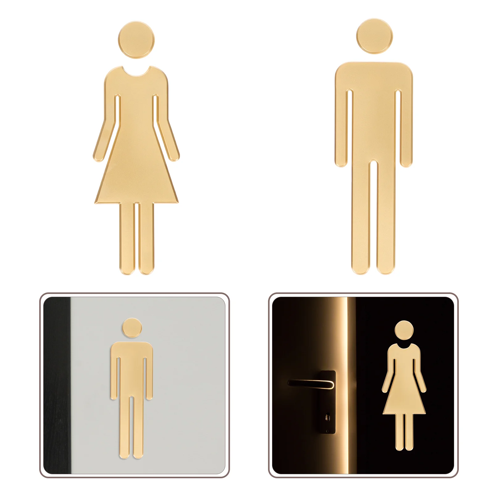 

Sign Bathroom Restroom Signs Door Toilet Men Woman Gold Accessories Washroom Symbolman Sticker Identification Decor Acrylic Room
