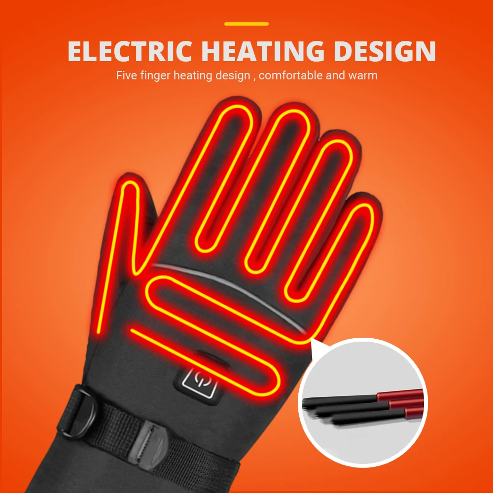 Зимние перчатки с подогревом мотоциклетные теплые водонепроницаемые для езды на