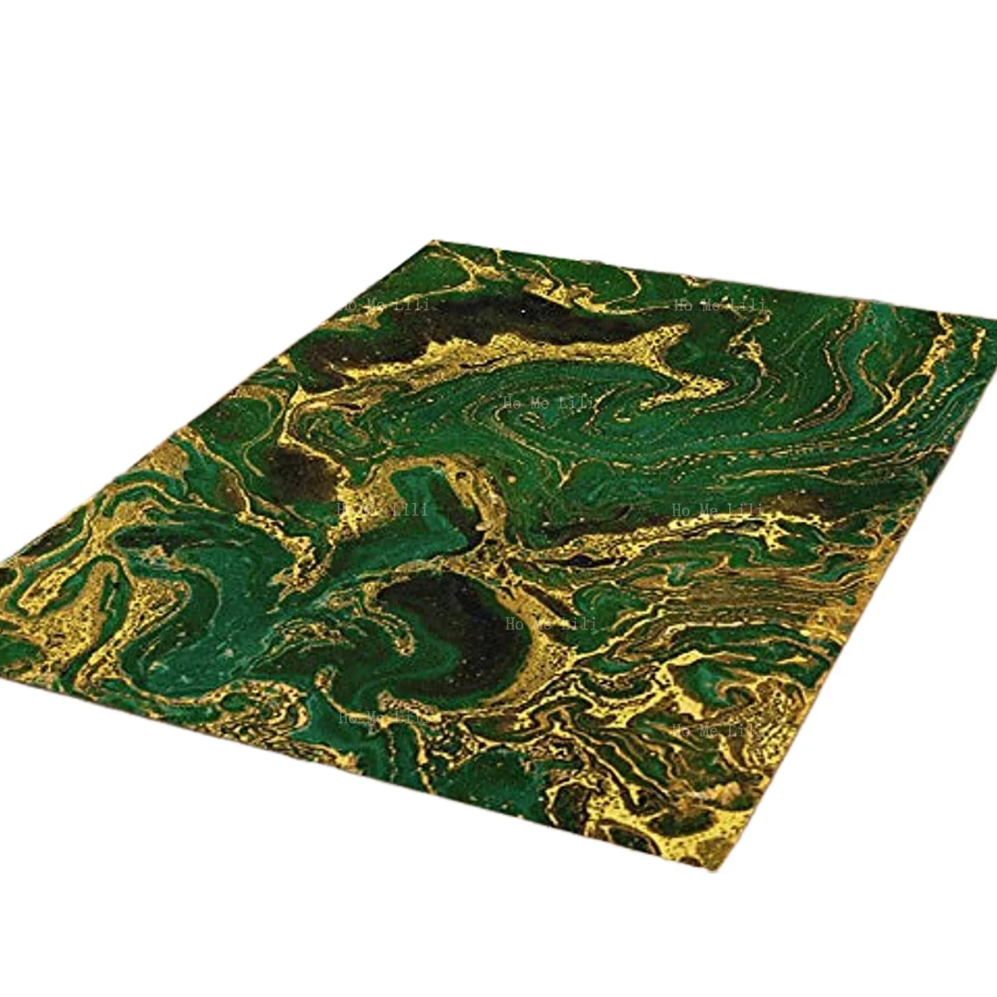 Акварельный мрамор абстрактный минеральный зеленый золотой волна домашний