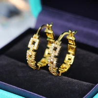 2022 fashion versatile big circle earrings for women micro paved cubic zirconia luxury bride wedding hoop earrings hot jewelry