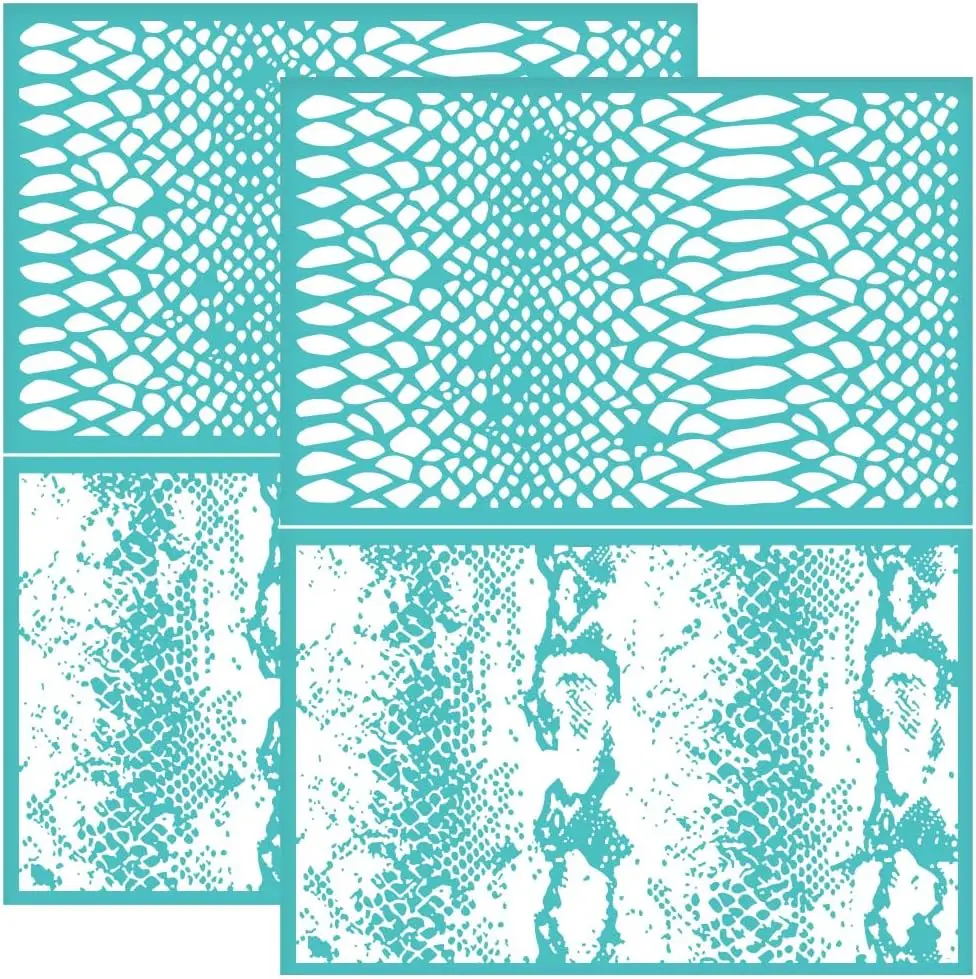 

2 шт. 8,6x11 дюймов узор змеиной кожи самоклеящийся трафарет для шелкографии абстрактная линия трафарет для шелкографии тема змеиной кожи