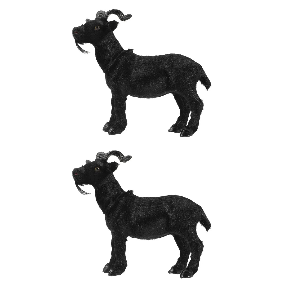 

Set 2 Outdoor Decor Goat Statue Black Sheep Craft Cartoon Animals Ornament Plastic Garden Plush Goat-shape Rooster