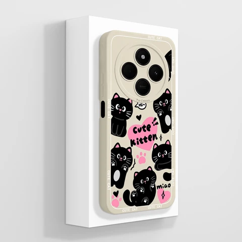 Чехол для телефона POCO C75 с милым сердечком и котом, мягкая жидкая силиконовая задняя крышка для Xiaomi Poco C 75, полная защита от падения, чехол