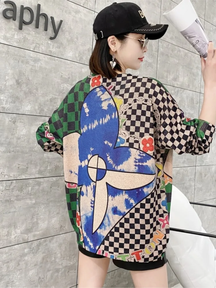 Женский трикотажный свитер с длинным рукавом свободного покроя