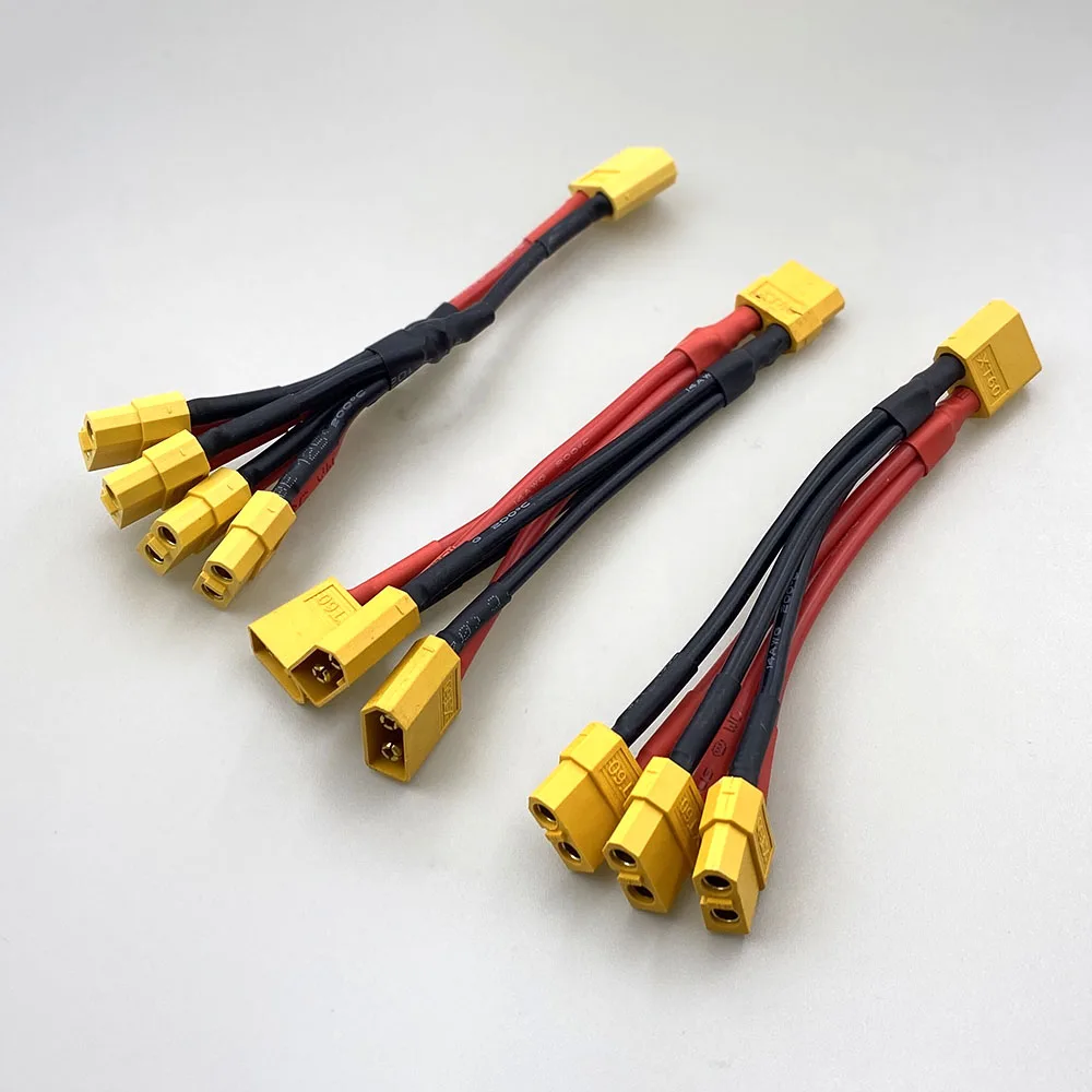 Фото Параллельный разъем батареи XT60XT90 Tplug, штекер/гнездо, двойной удлинитель, 3way12AWG, силиконовый разветвитель, y/проводной для двигателя батареи RC №2
