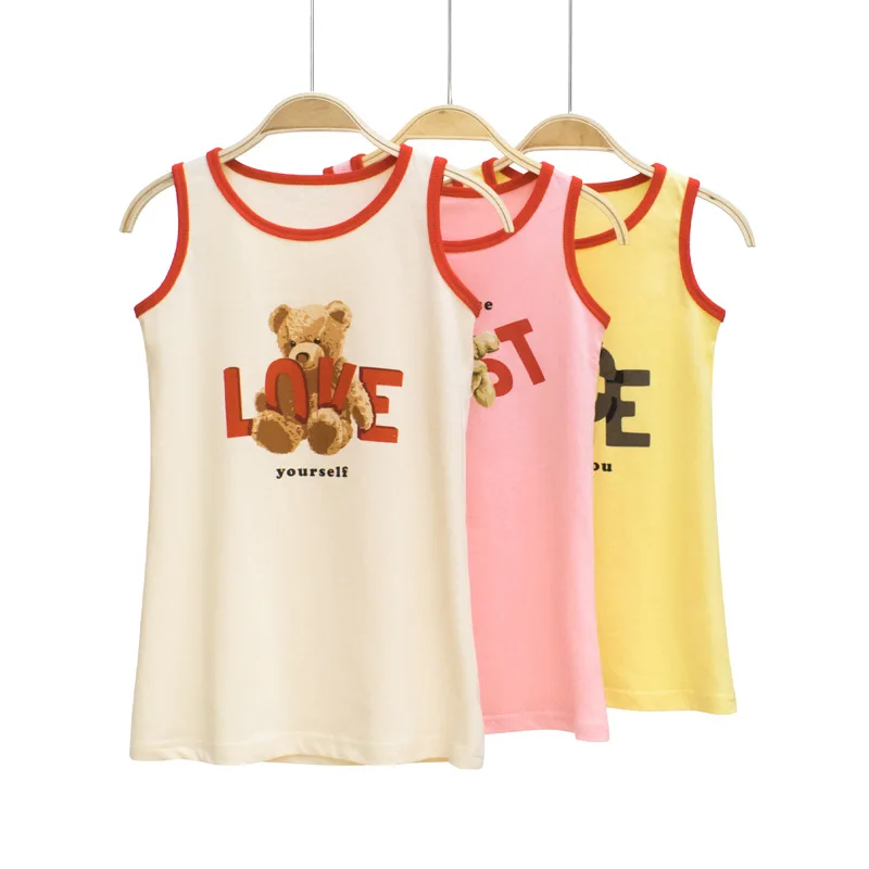 

Girls vest summer new children's print sleeveless dress baby mid-length skirt