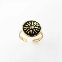 sun ring stainless steel ring for women metal sun flower coin open ring adjustable ring female 2022 fashion jewelry