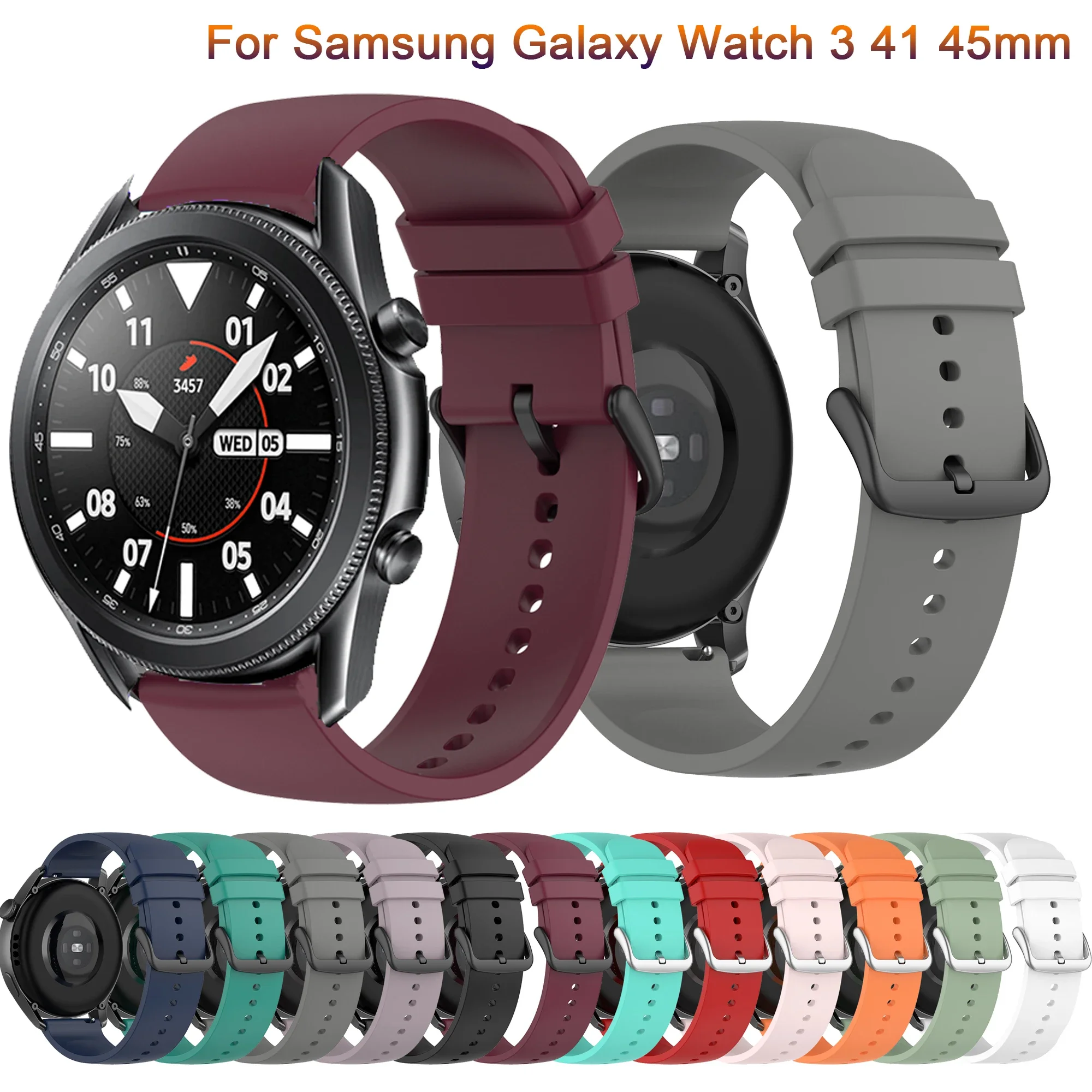 

20mm 22mm Silicone Band for Samsung Active 2 40mm/44mm strap Galaxy watch 3 41/45mm Gear s3 46mm bracelet Huawei watch GT2 strap