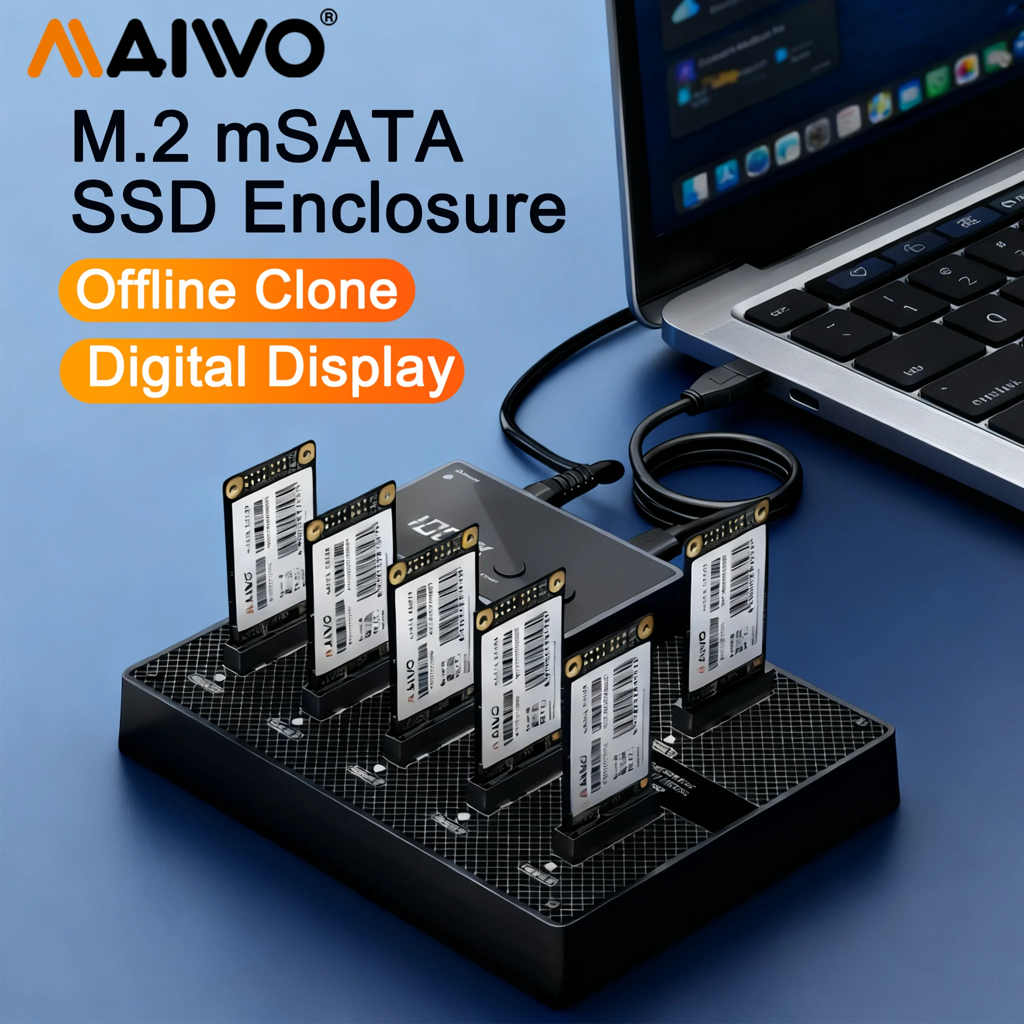 Фото MAIWO 6-язычная док-станция для SSD-корпуса mSATA с автономным клонированием, адаптер SATA-USB 3.0, устройство чтения карт памяти, источник питания 12 В/7 А №1