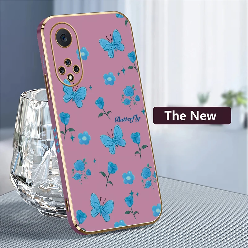 Фото Противоударный чехол из ТПУ для телефона Huawei Nova 7 6 SE 3i 4e 5T 5i Y70 Plus 9 7i 8i, силиконовый чехол с цветочным принтом и бабочками №4