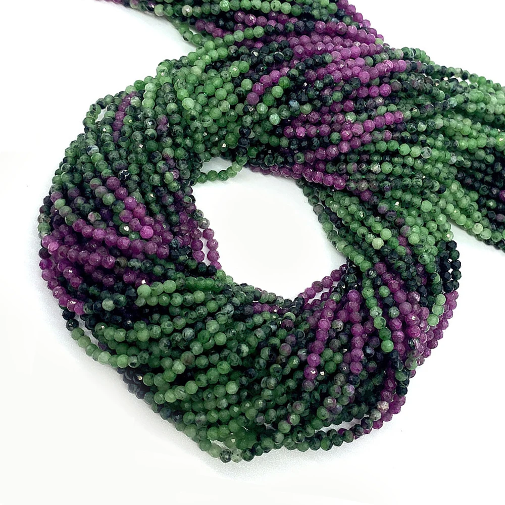 

Green Purple Black Gradient Natural Semi Precious Stone Necklace Beads 2mm 3mm 4mm Faceted Round Bracelet Beads, DIY Jewelry
