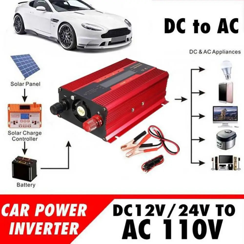 20000W DC 12V To AC 220V Portable Car Power Inverter Charger Converter Adapter Home Outdoor Travel Multi-function Inverter