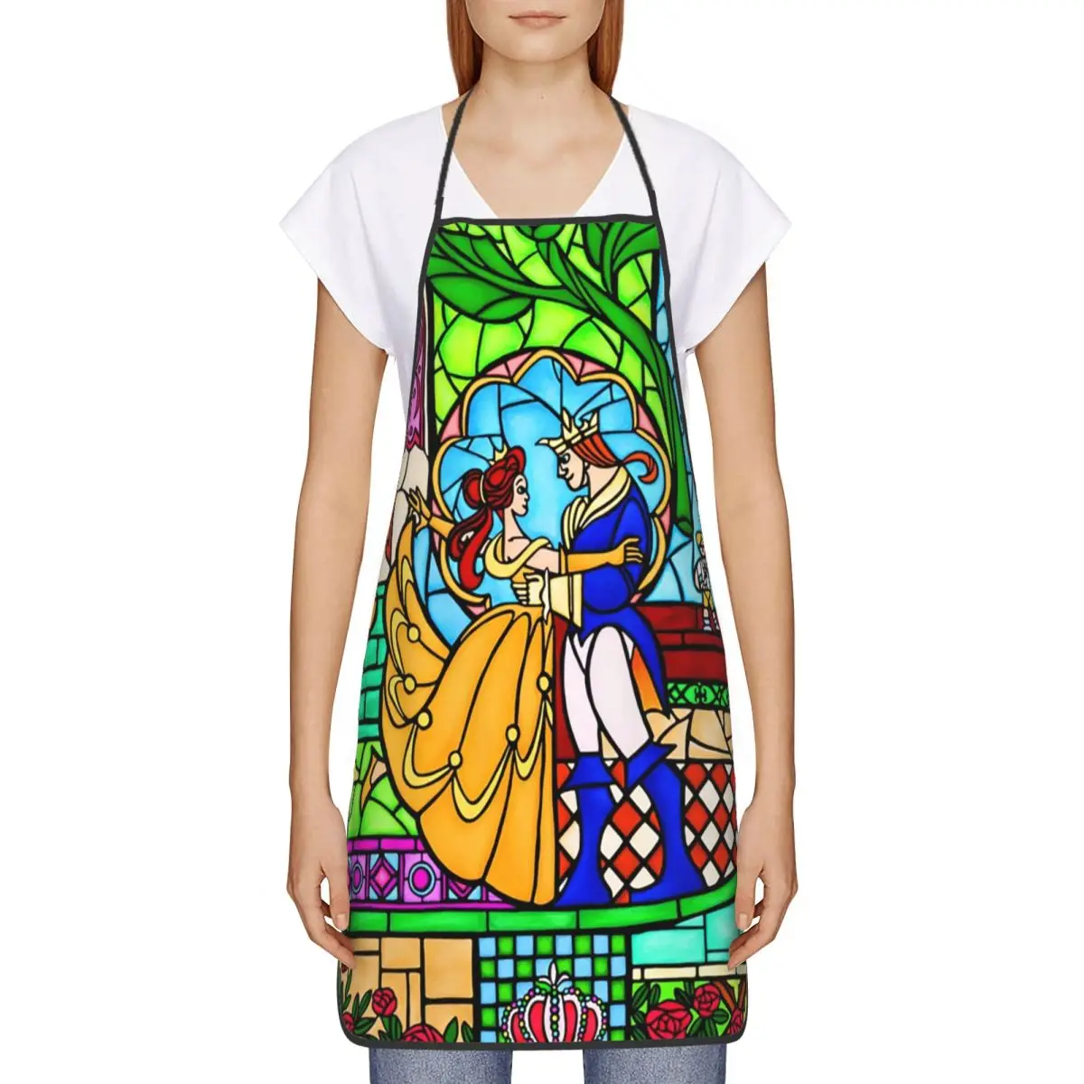 На заказ забавный фартук Красавица и чудовище для мужчин женщин унисекс кухонный