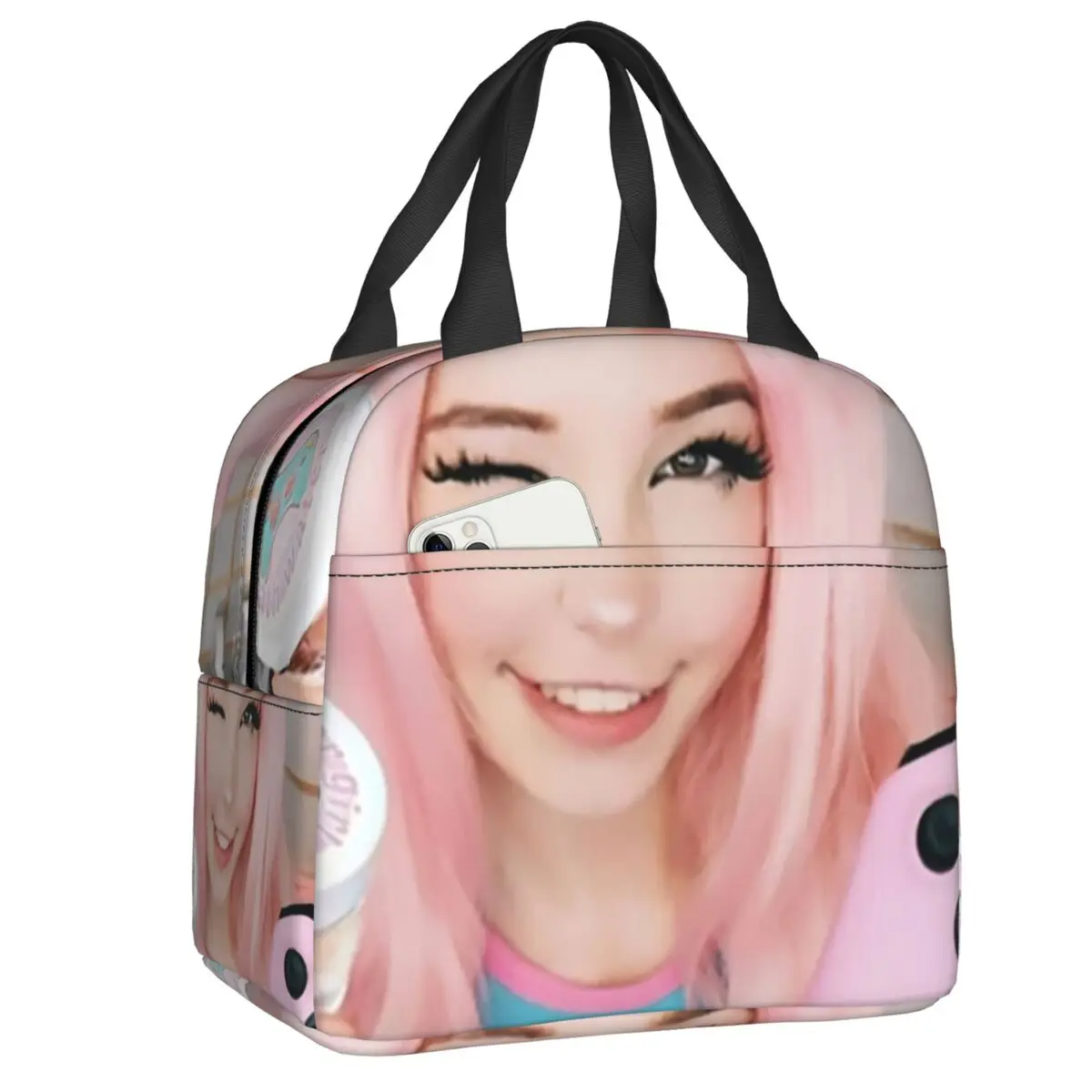 

Custom Belle Delphine Gamer Girl Lunch Bag Men Women Thermal Cooler Insulated Lunch Boxes for Children School Thermal Bags