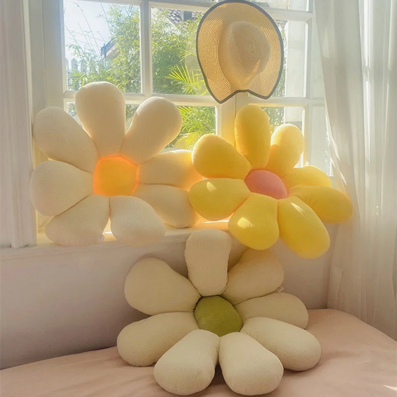 

Stuffed Six Petal Flower Cushion Sunflower Bay Window Tatami Bedroom Sofa Cushion Small Daisy Flower For Kid Bedroom Seat Pillow