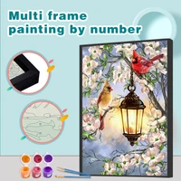 gatyztory coloring by number multi aluminium frame kits acrylic handpainted picture by number bird flowers oil painting on canva